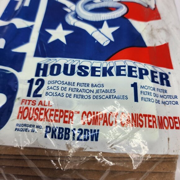 Oreck Housekeeper 12 Disposable Vacuum Bags PKBB12DW Plus 1 Motor Filter - Picture 2 of 4